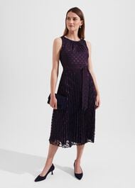 Blythe Devoree Midi Dress, Navy Burgundy, hi-res