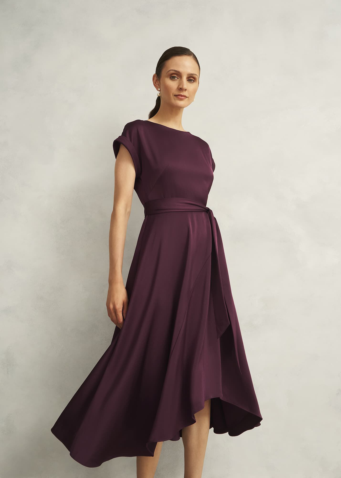 Petite Agnes Satin Tie Dress | Hobbs US |