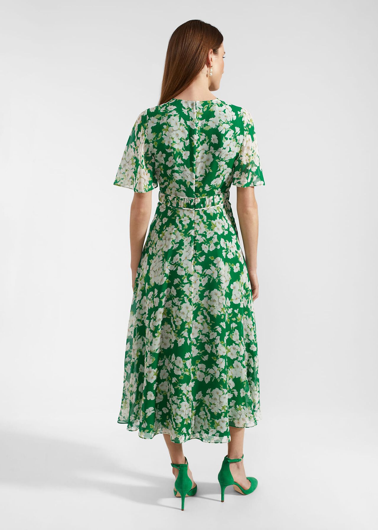 Bronwyn Silk Midi Dress, Green Multi, hi-res