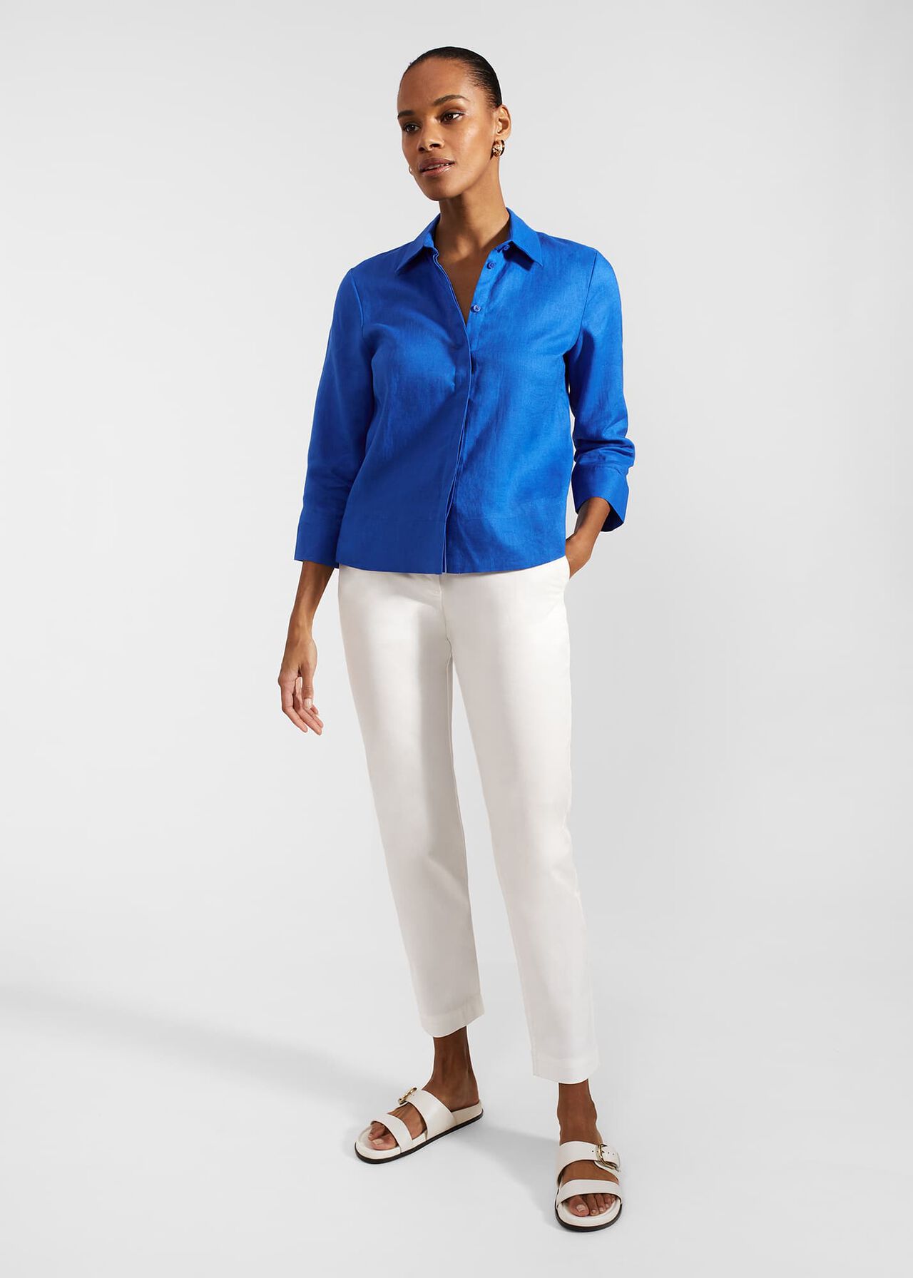 Nita Linen Shirt, Atlantic Blue, hi-res