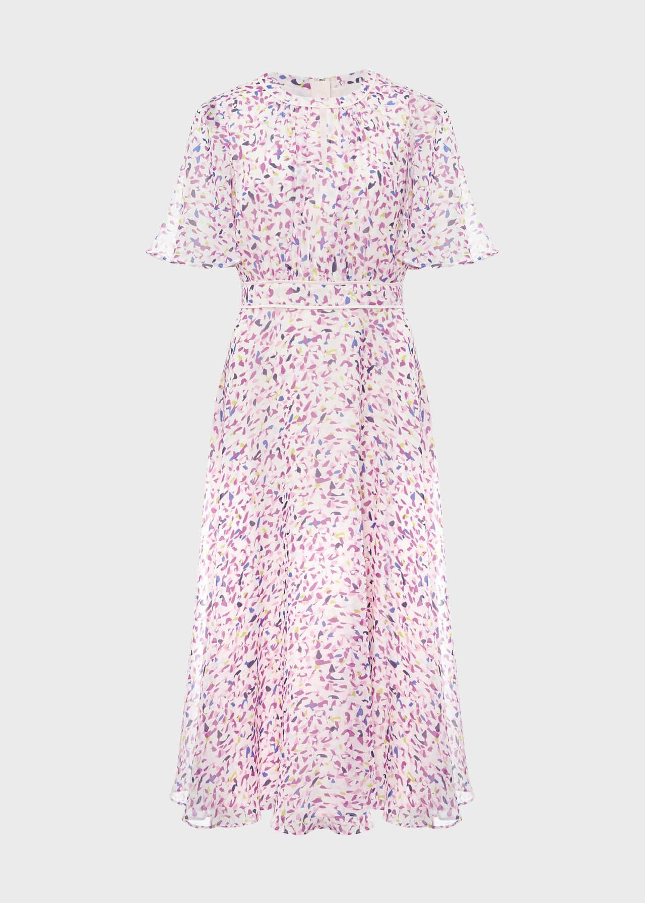 Lisette Silk Fit And Flare Dress, Pale Pink Multi, hi-res