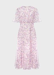 Lisette Silk Fit And Flare Dress, Pale Pink Multi, hi-res