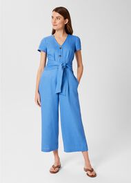 Jayne Linen Jumpsuit , Azure Blue, hi-res