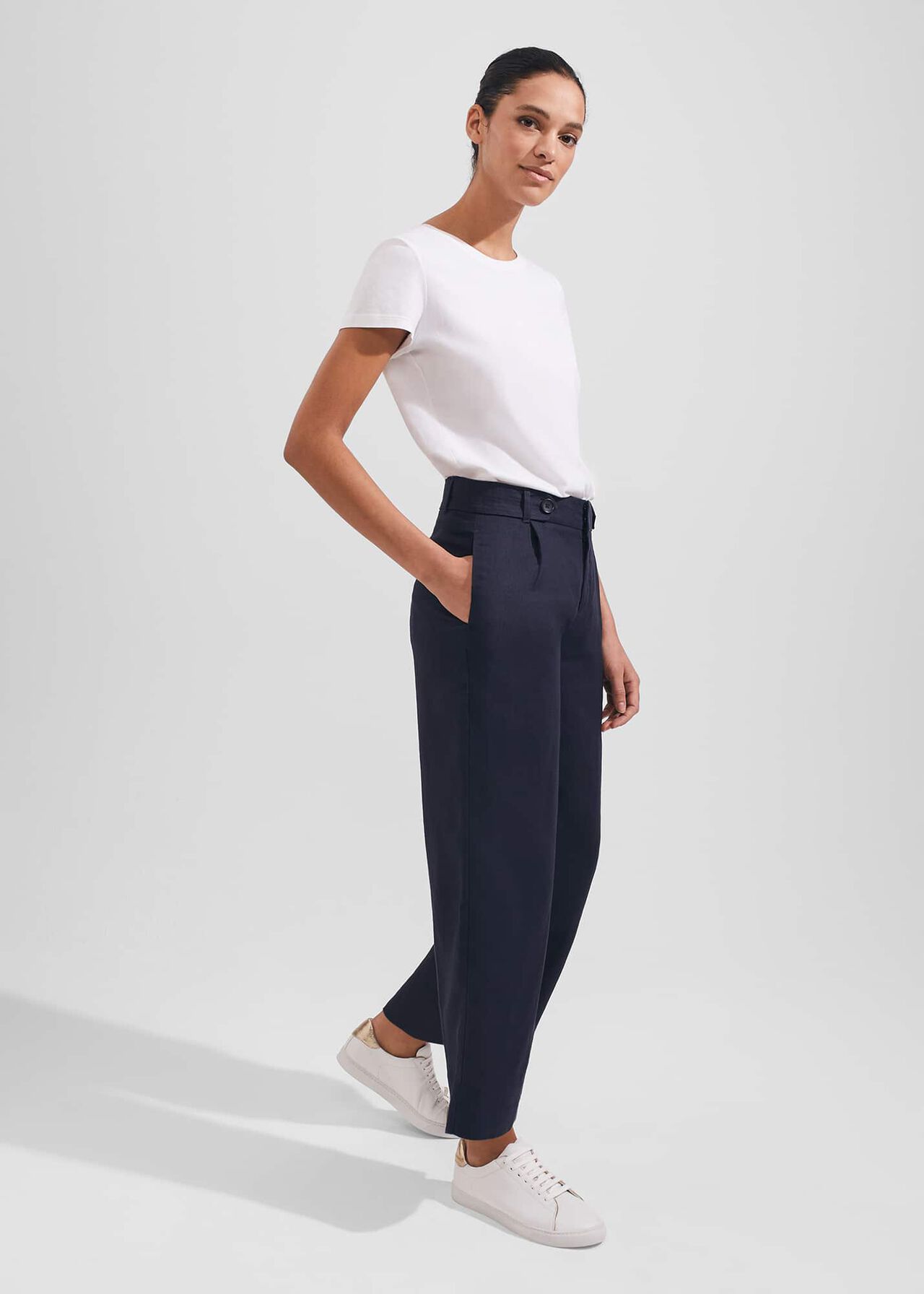 Keighley Crop Trousers, Navy, hi-res