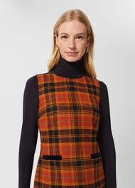Ruthie Wool Dress, Orange Navy, hi-res