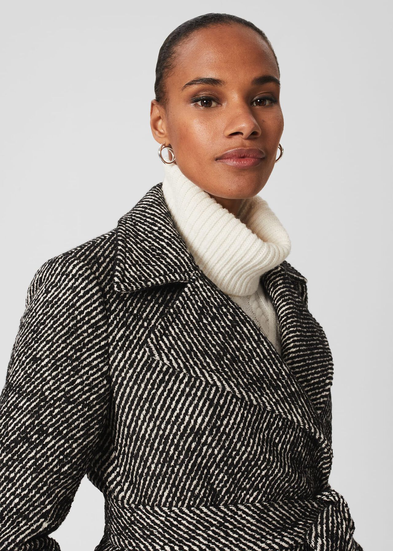 Gerrie Wrap Coat, Black White, hi-res