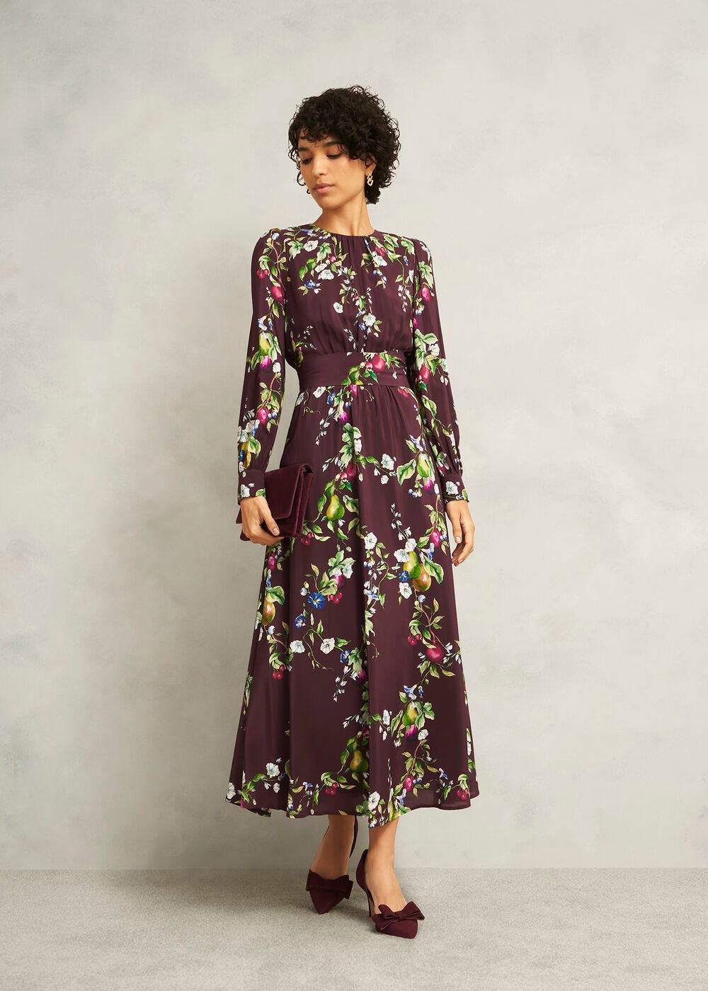 Iford Silk Dress, Onyx Red Multi, hi-res