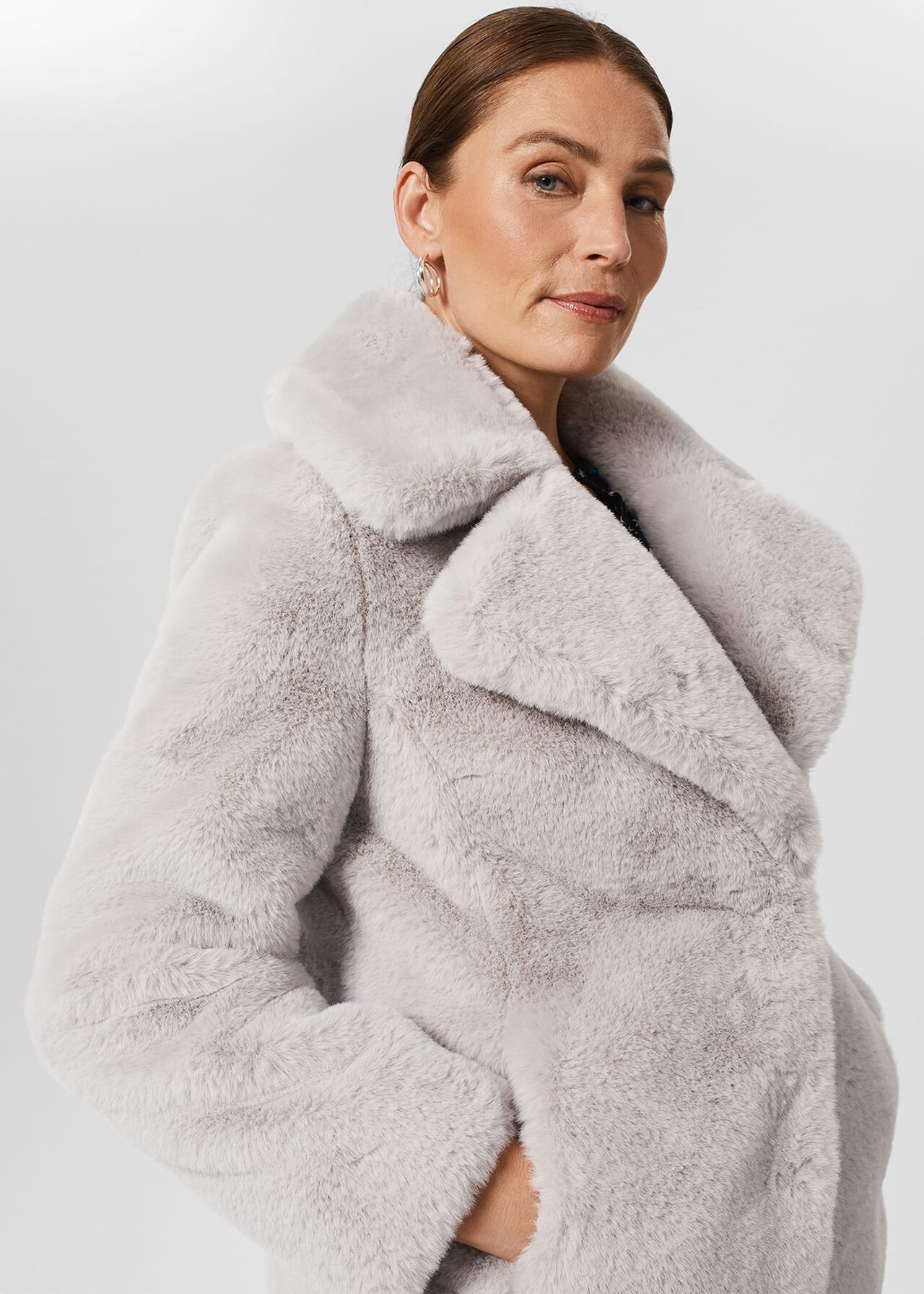 Bethany Faux Fur Coat , Silver Grey, hi-res