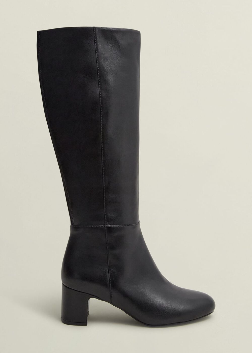 Caroline Leather Knee Boots, Black, hi-res