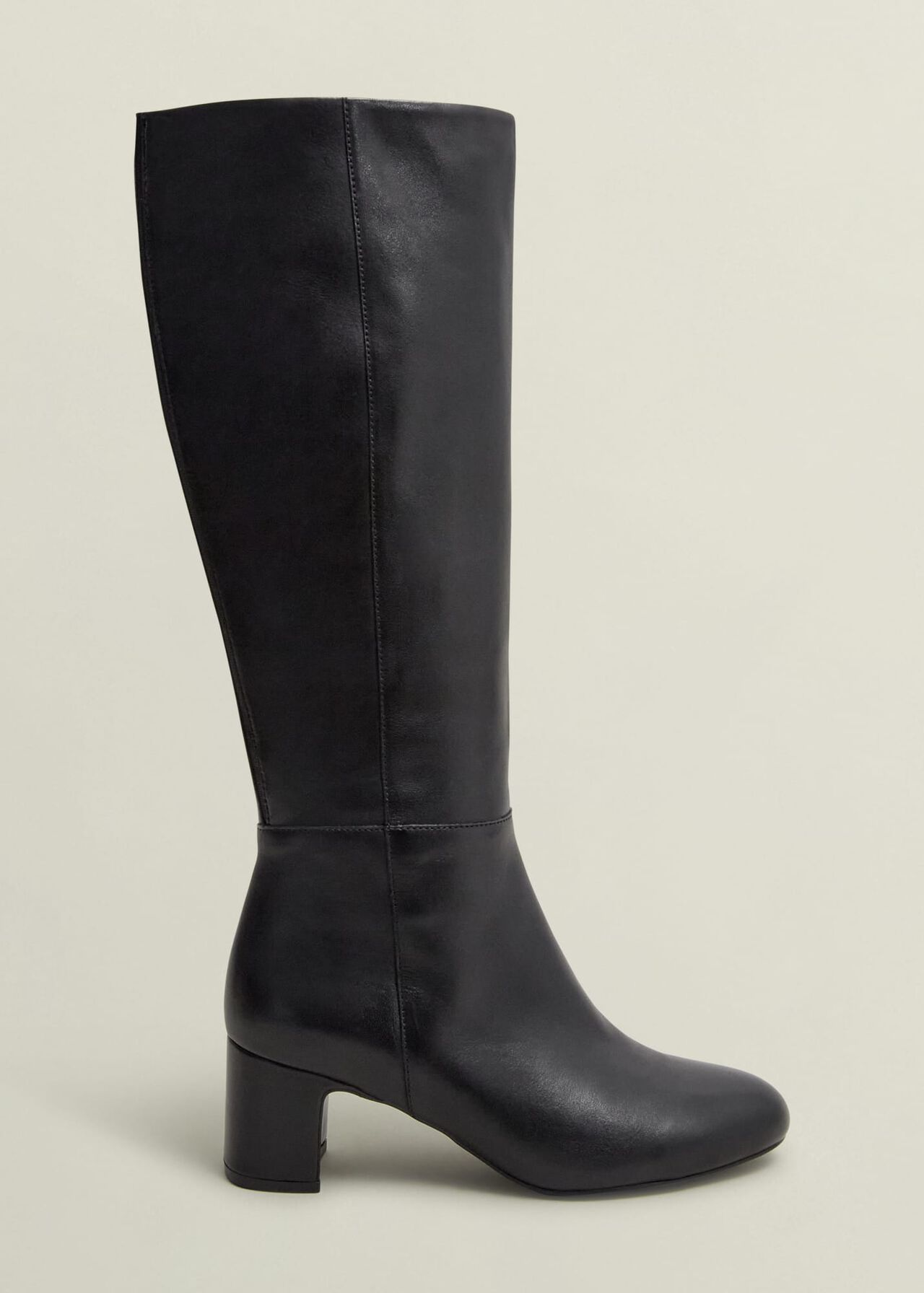Caroline Leather Knee Boots, Black, hi-res