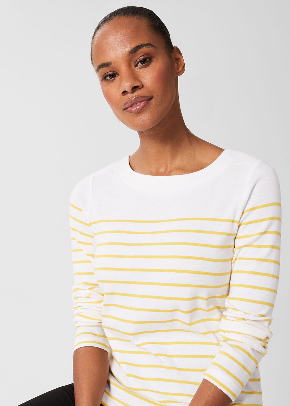 Constance Cotton Striped Top , White Yellow, hi-res