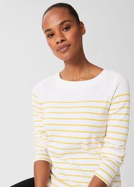 Constance Cotton Striped Top , White Yellow, hi-res