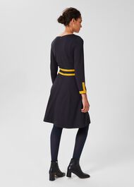 Vivian Ponte Dress, Navy Chartreuse, hi-res