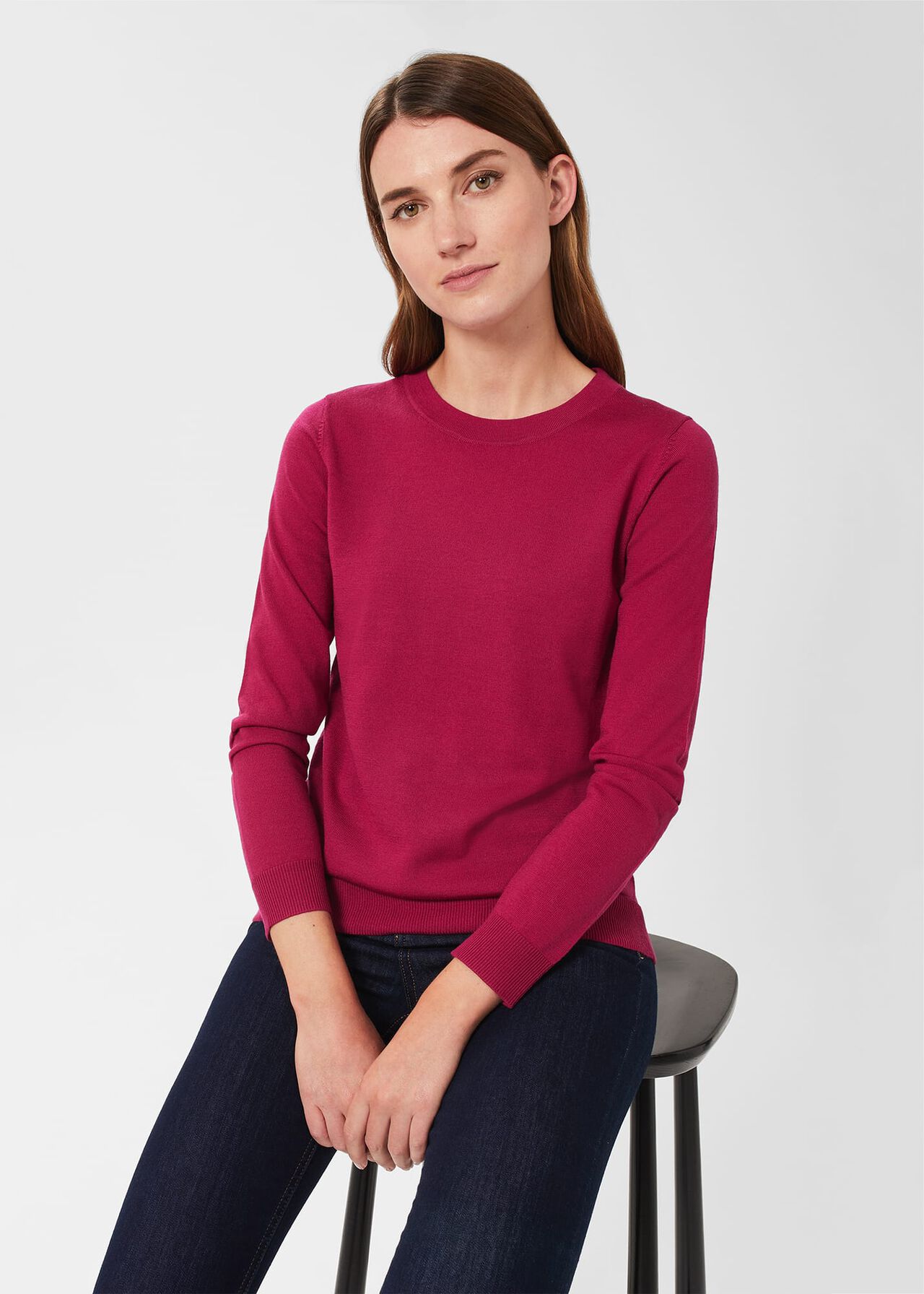 Penny Merino Jumper, Rich Berry Red, hi-res