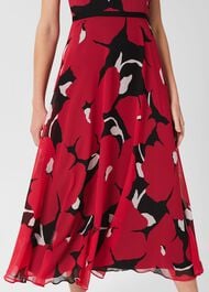 Carly Floral Midi Dress, Black Pink, hi-res