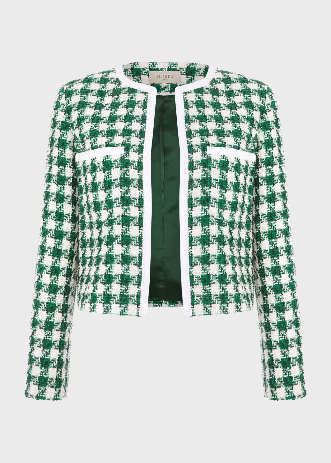 Genevieve Cotton Blend Jacket, Green Ivory, hi-res