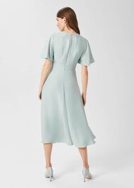 Kristen Satin Fit And Flare Dress, Thyme Green, hi-res