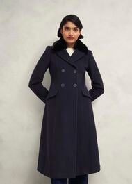 Petite Marlene Wool Blend Coat, Navy, hi-res