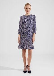 Petite Lilith Dress, Navy Blue Multi, hi-res