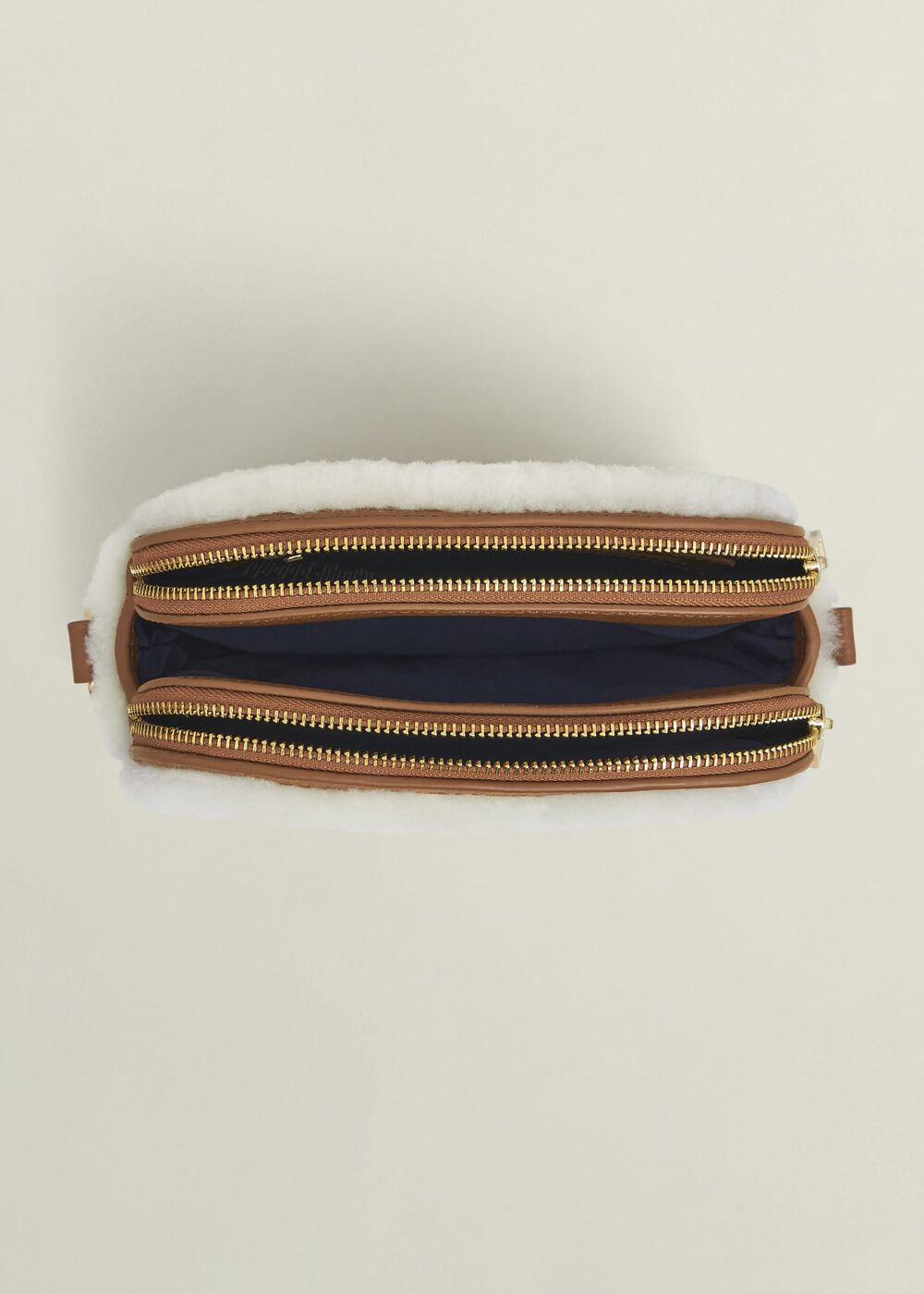 Carlton Shearling Crossbody Bag, Tan, hi-res