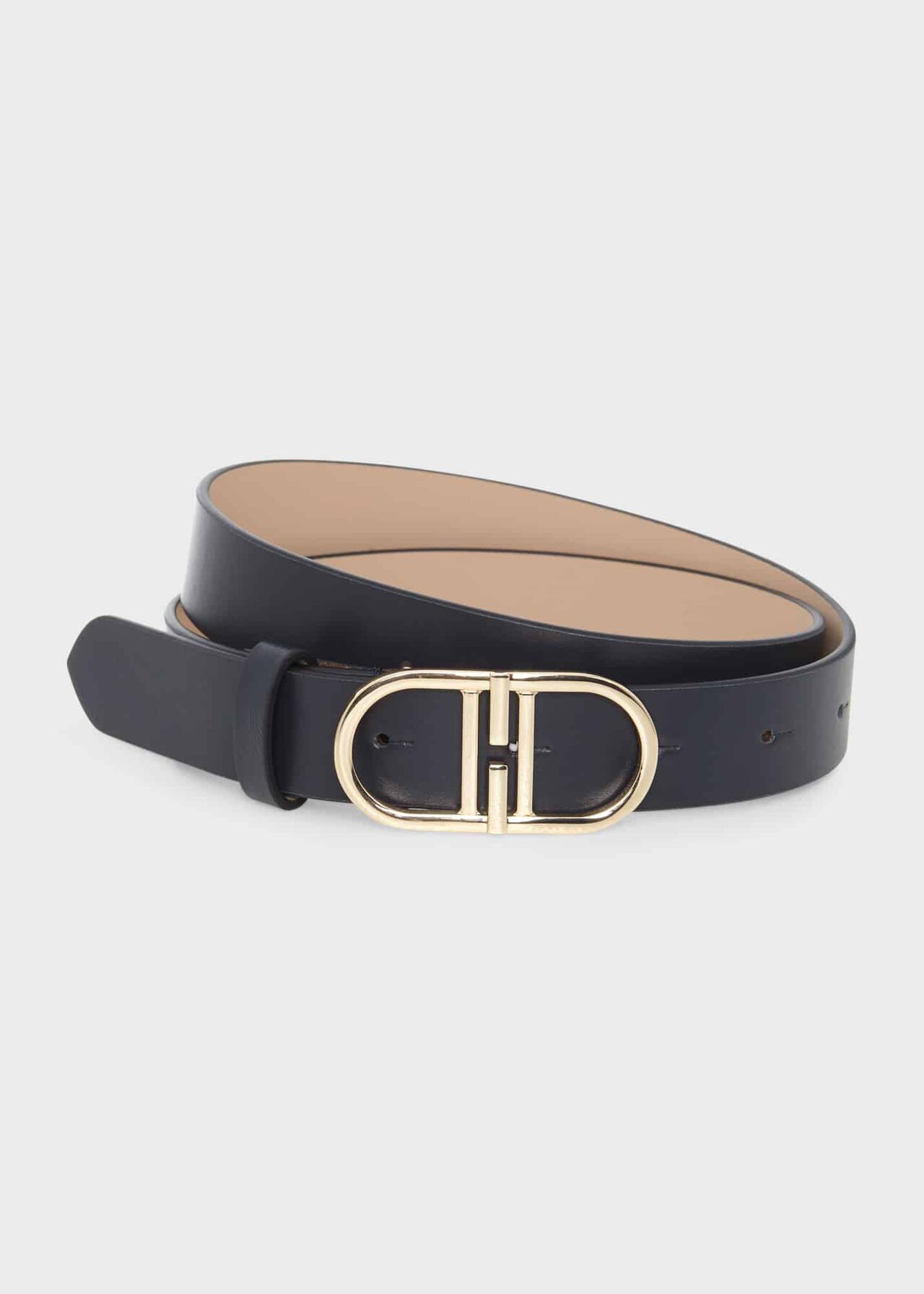 Kiera Leather Belt, Navy, hi-res