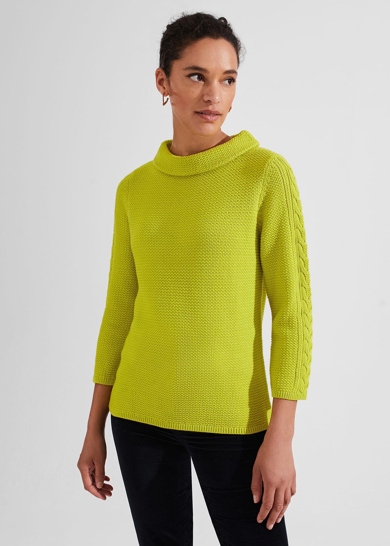 Camilla Cable Sweater, Lime, hi-res