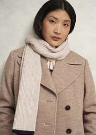 Acacia Knit Scarf, Beige Black, hi-res