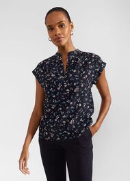 Carine Blouse, Navy Multi, hi-res