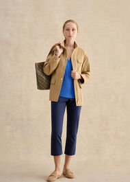 Jonie Printed V Neck Top, French Blue, hi-res