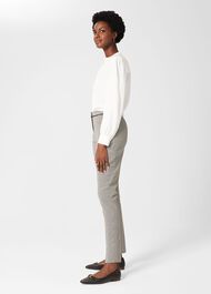 Sienna Houndstooth Slim Pants With Stretch, Ivory Black, hi-res