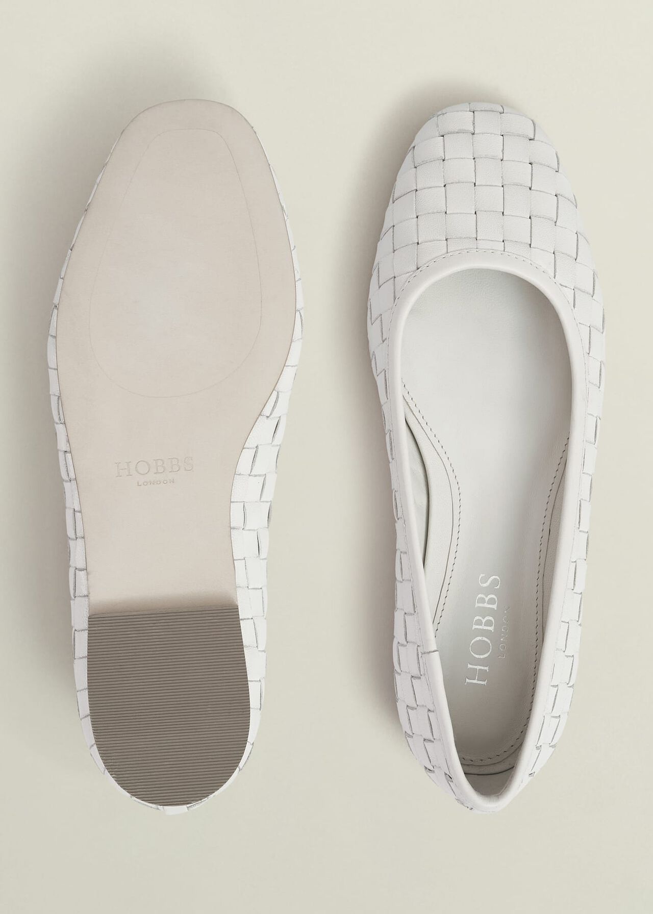 Raina Woven Leather Flats, Chalk Beige, hi-res