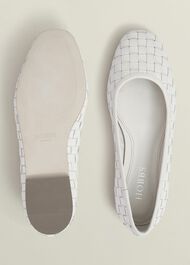 Raina Woven Leather Flats, Chalk Beige, hi-res