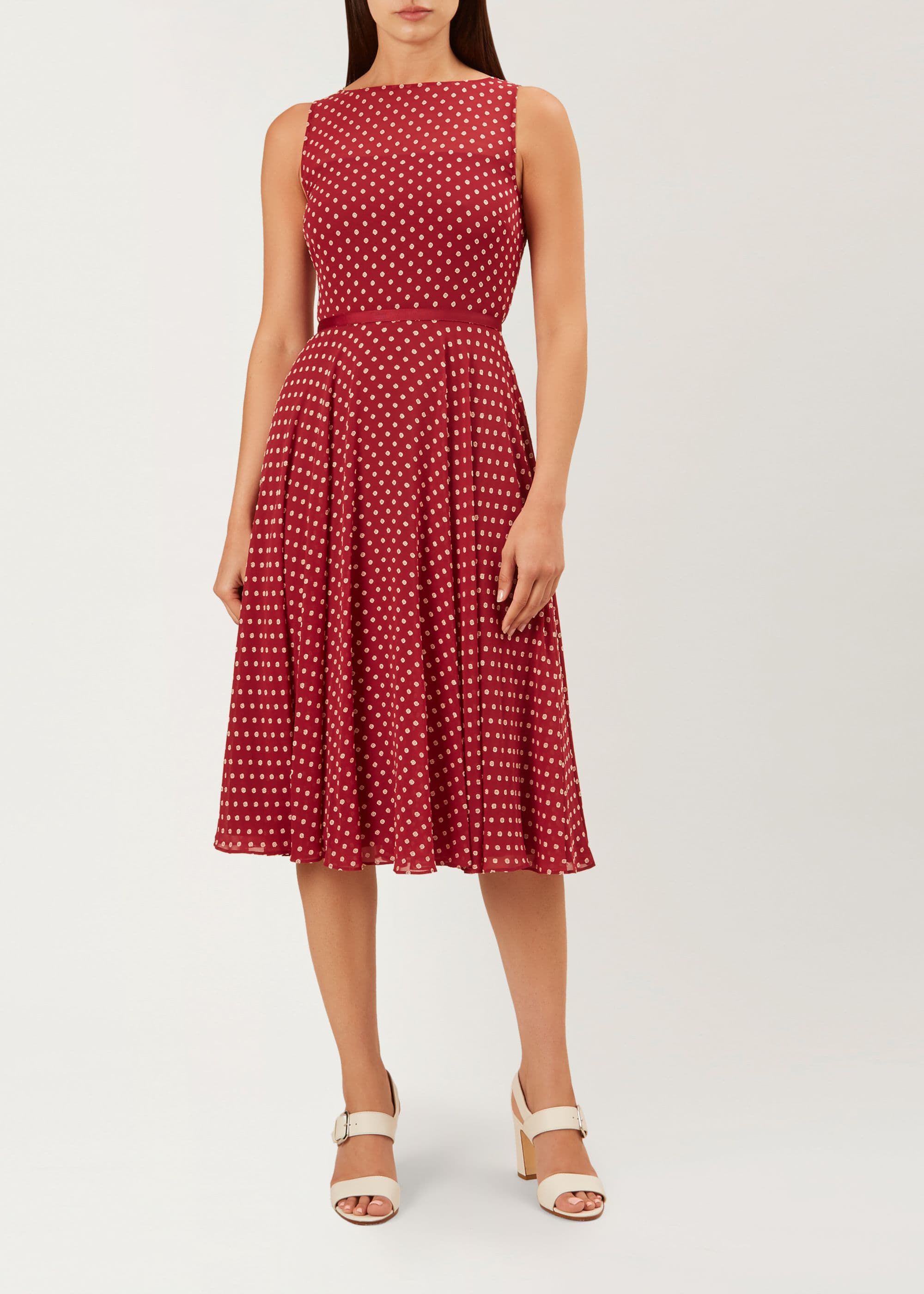 hobbs red polka dot dress