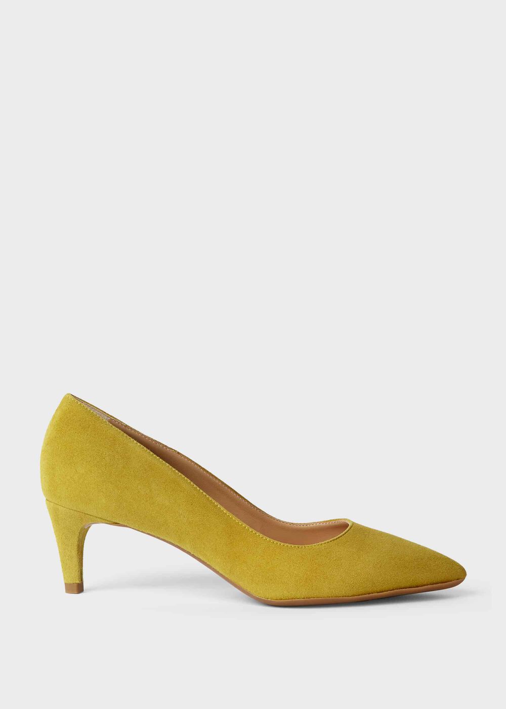 Polly Suede Kitten Heel Court Shoes, Citron, hi-res