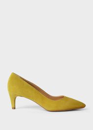 Polly Suede Kitten Heel Court Shoes, Citron, hi-res