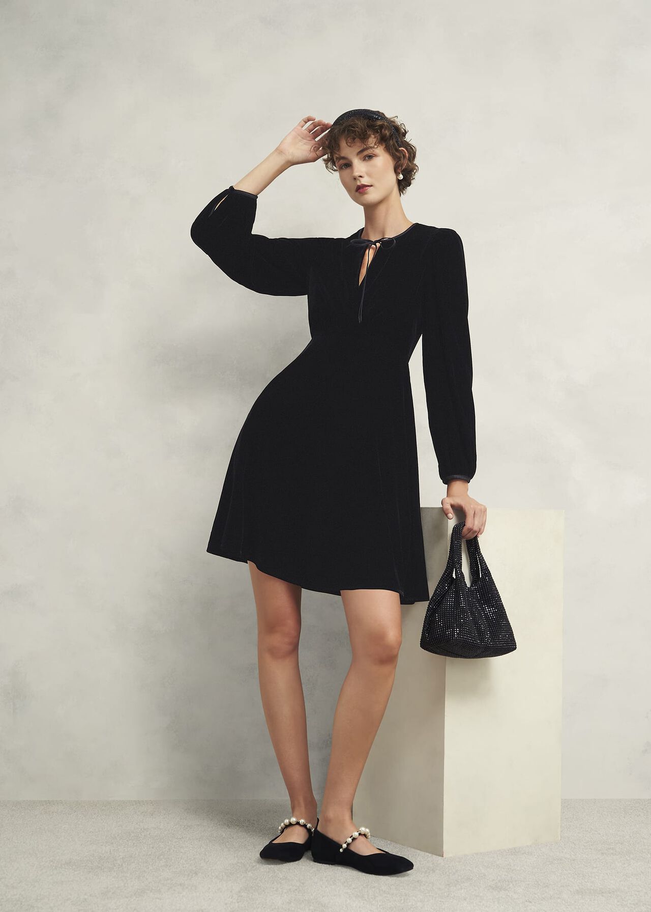 Osterly Velvet Dress, Black, hi-res