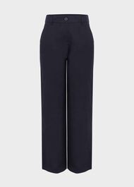 Petite Lynn Linen Trousers, Navy, hi-res