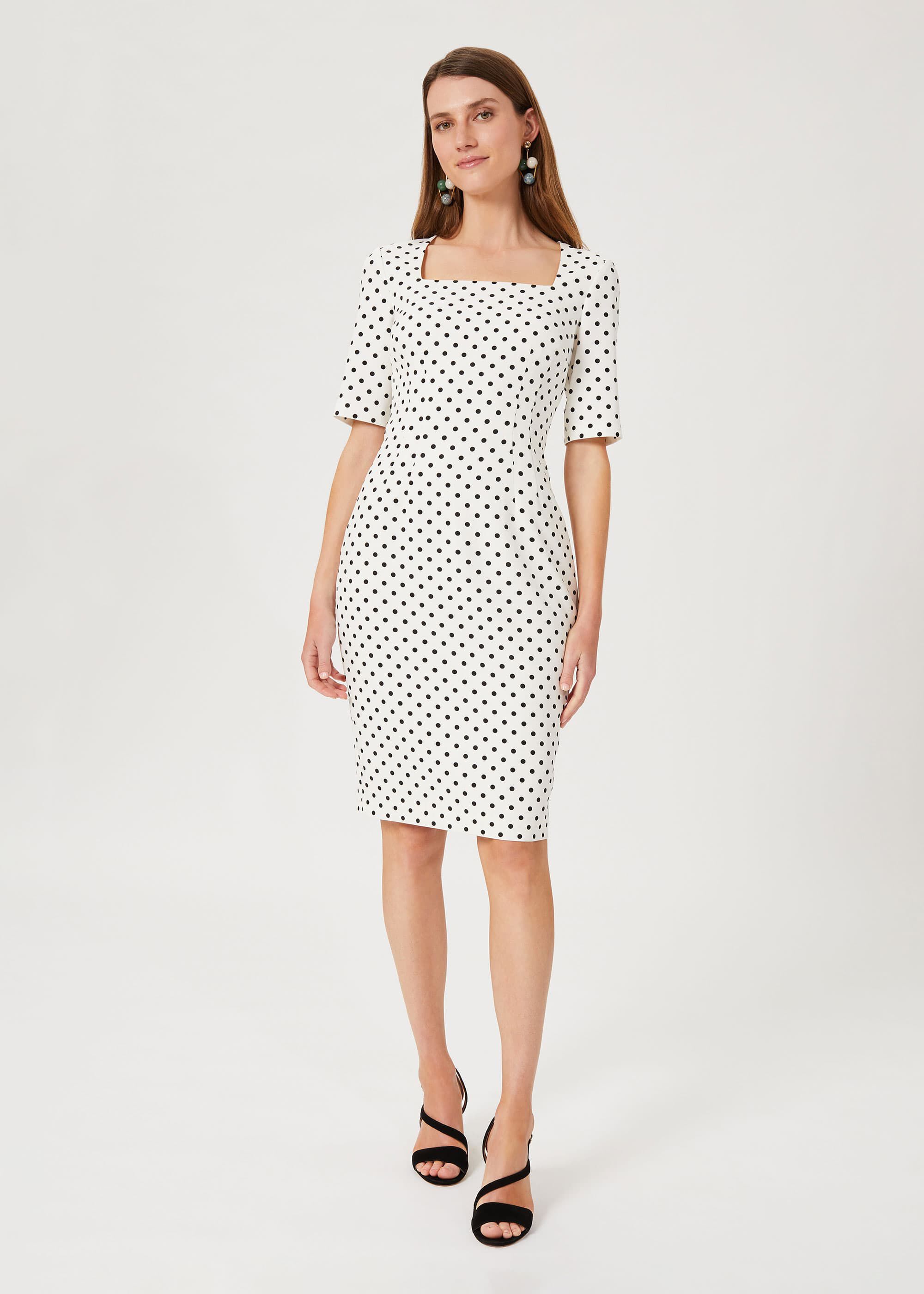 Astraea Spot Square Neck Shift Dress Hobbs US