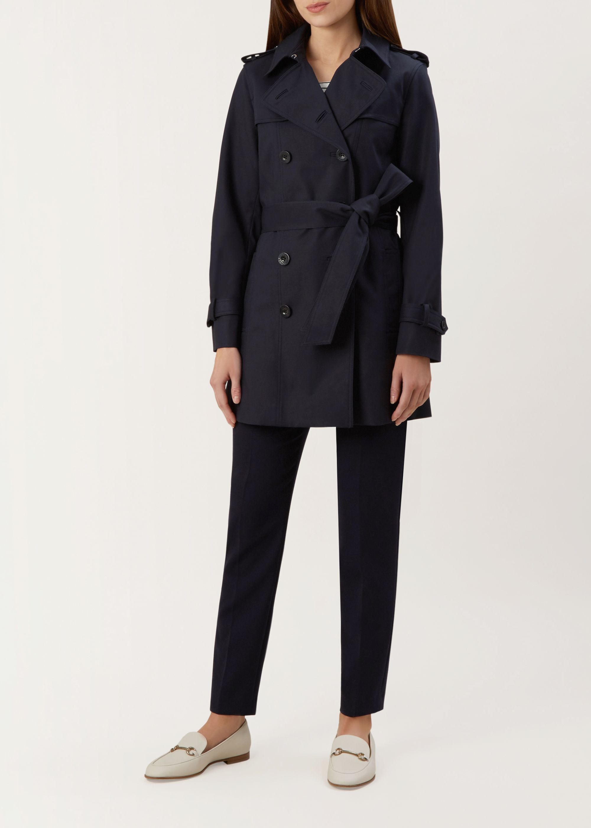 Navy short trench coat clearance