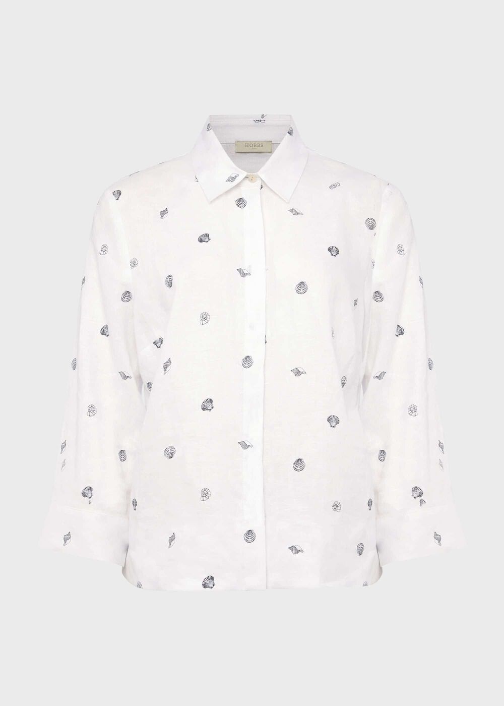 Nita Linen Shirt, White Navy, hi-res