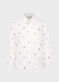 Nita Linen Shirt, White Navy, hi-res
