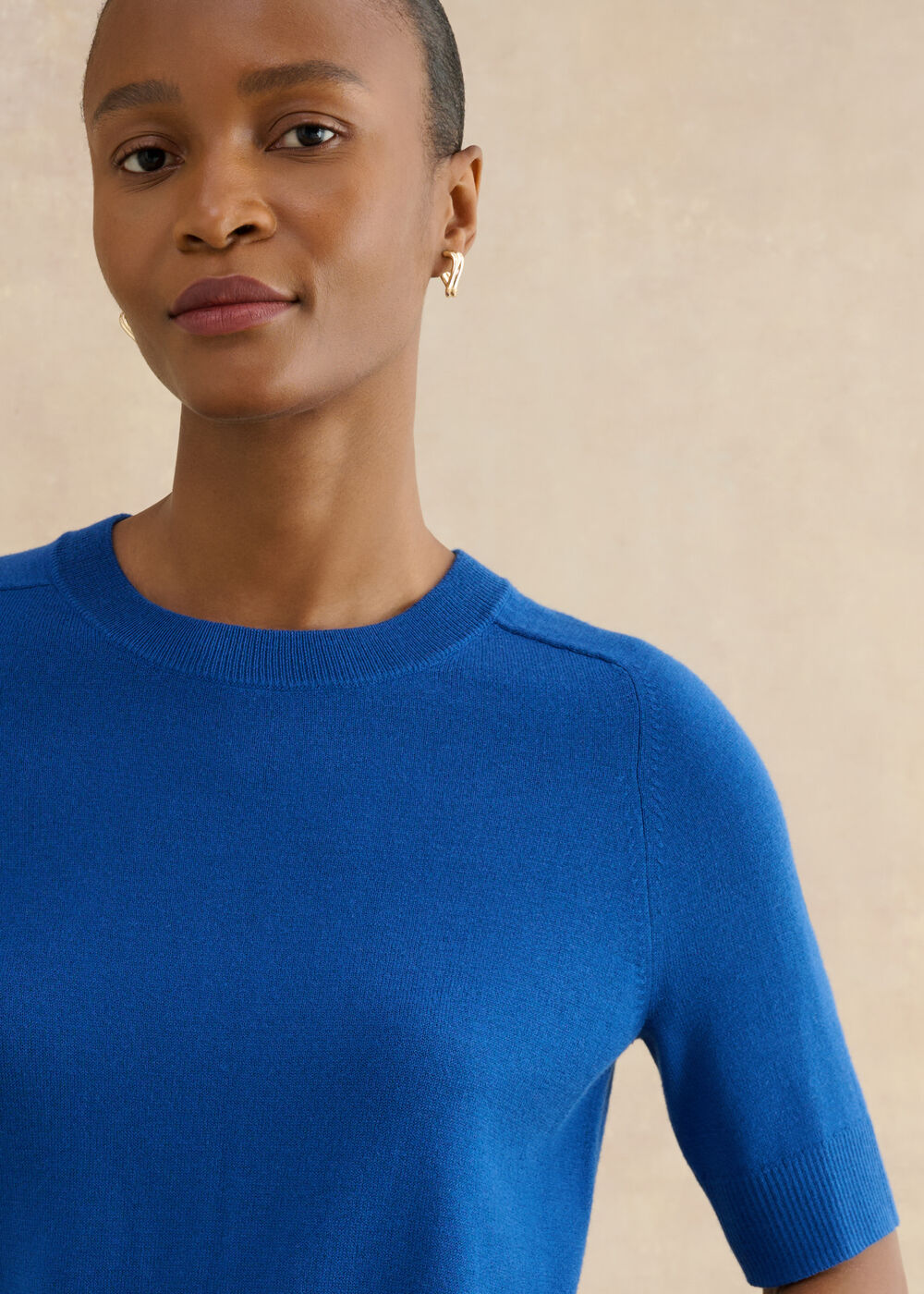 Leena Knitted Top, True Blue, hi-res