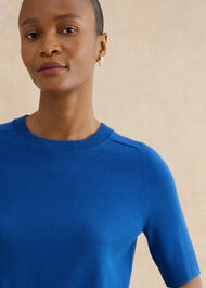 Leena Knitted Top, True Blue, hi-res