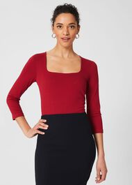 Debbie Double Fronted Top, Deep Red, hi-res