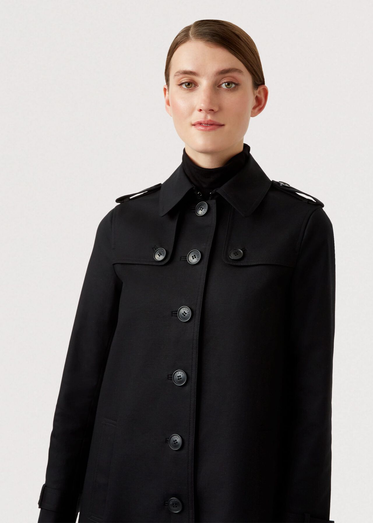 Chrissie Water Resistant Mac, Navy, hi-res