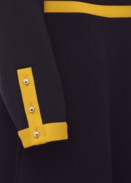 Vivian Ponte Dress, Navy Chartreuse, hi-res