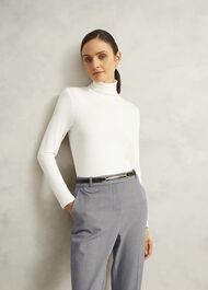 Mischa Turtle Neck Top, Hobbs Ivory, hi-res