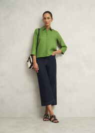 Nita Linen Shirt, Green, hi-res