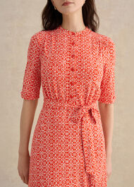 Cathy Jersey Dress, Red Ivory, hi-res