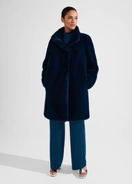 Maddox Faux Fur Coat, Steel Blue, hi-res